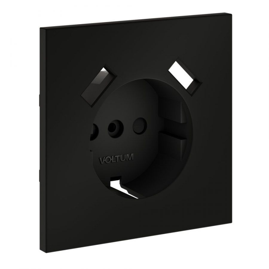 Накладка для розетки с заземлением и защитными шторками, с USB A+A, S70 (черный матовый)