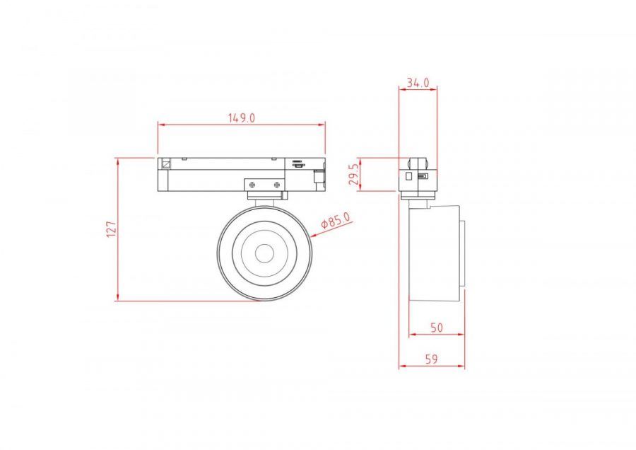 Трековый светильник Technical TR023-1-12B3K