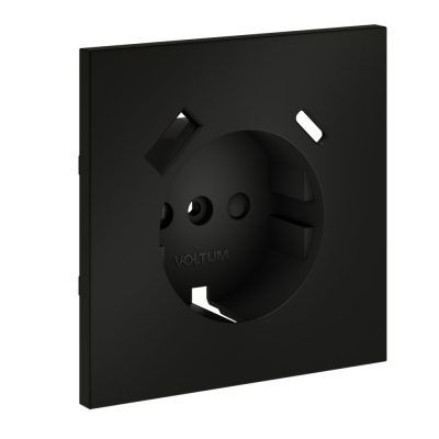 Накладка для розетки с заземлением и защитными шторками, с USB A+C, S70 (черный матовый)