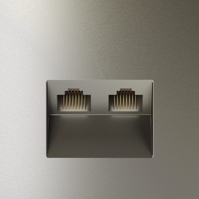 Розетка компьютерная встраиваемая VOLTUM S70 двойная RJ45+RJ45 кат.6, (шелк)