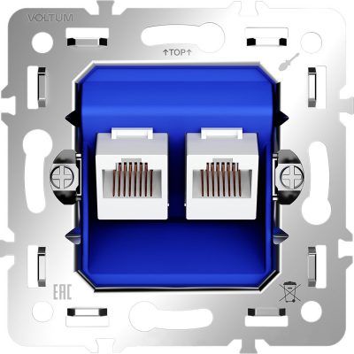 Механизм розетки компьютерной двойной RJ45+RJ45 кат.6, S70