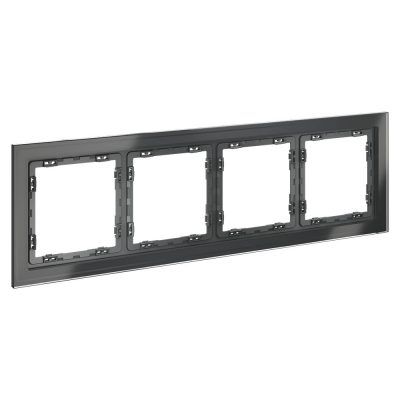 Рамка стеклянная VOLTUM S70 на 4 поста, (графит, стекло)