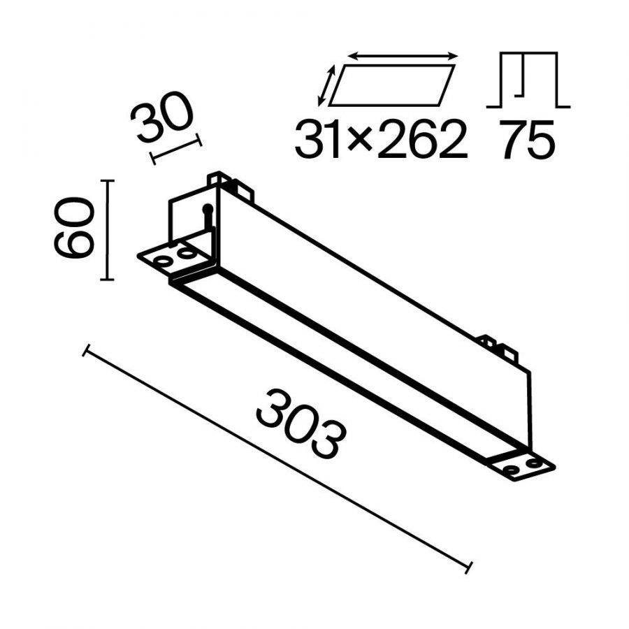 Встраиваемый светильник Technical DL066-20W3-6K-TRS-W